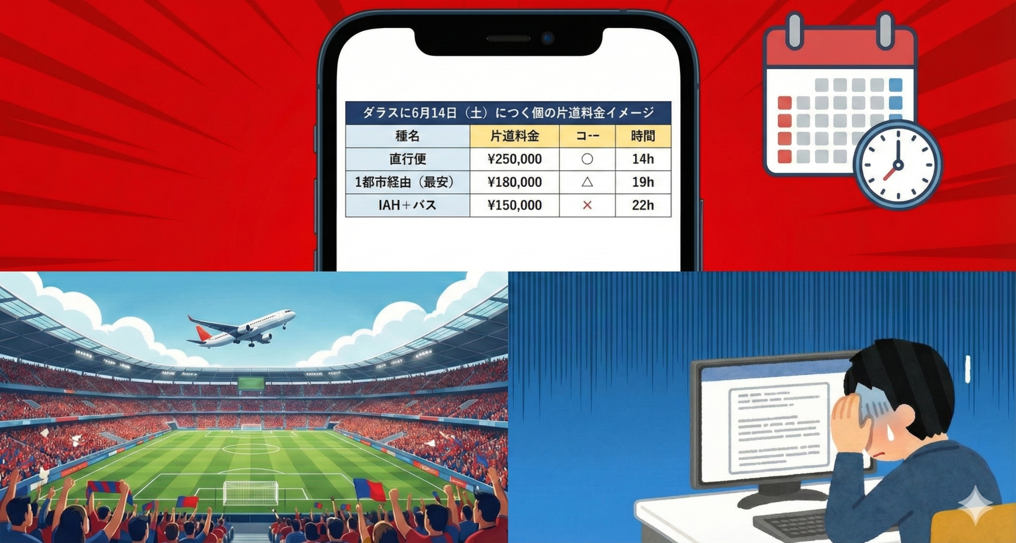 W杯2026 航空券比較表の見方ガイド