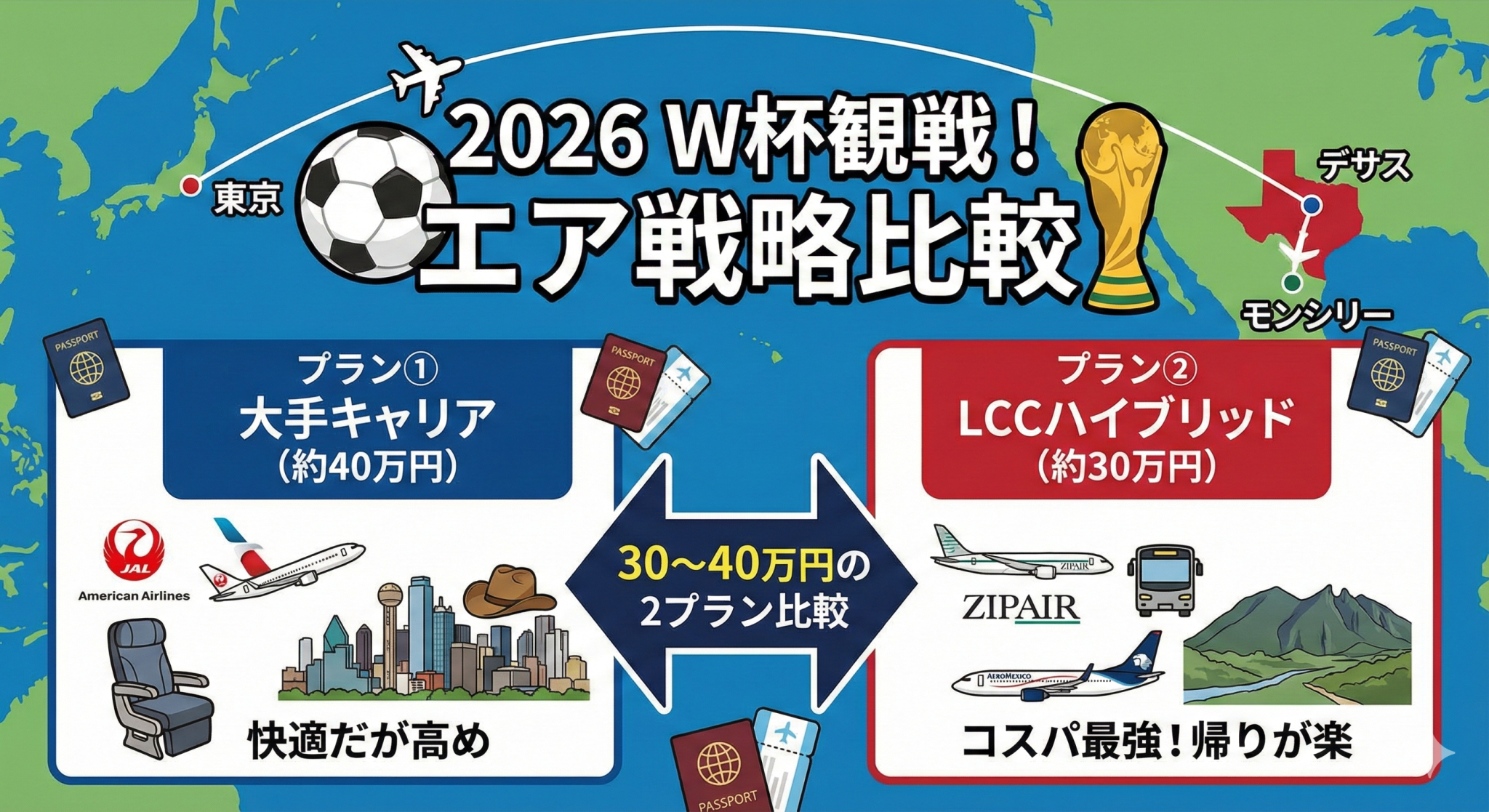 W杯2026 旅程プラン第1弾 初戦と第2戦プラン