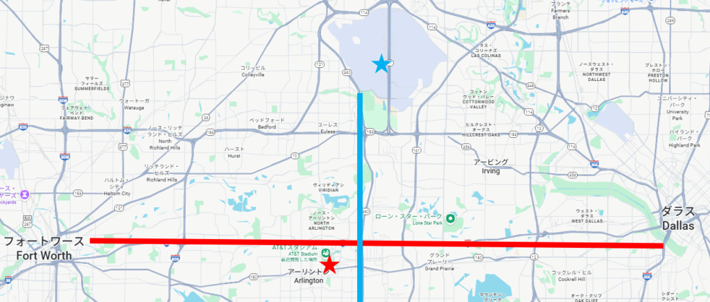ダラス・フォートワース空港周辺のホテルエリアマップ