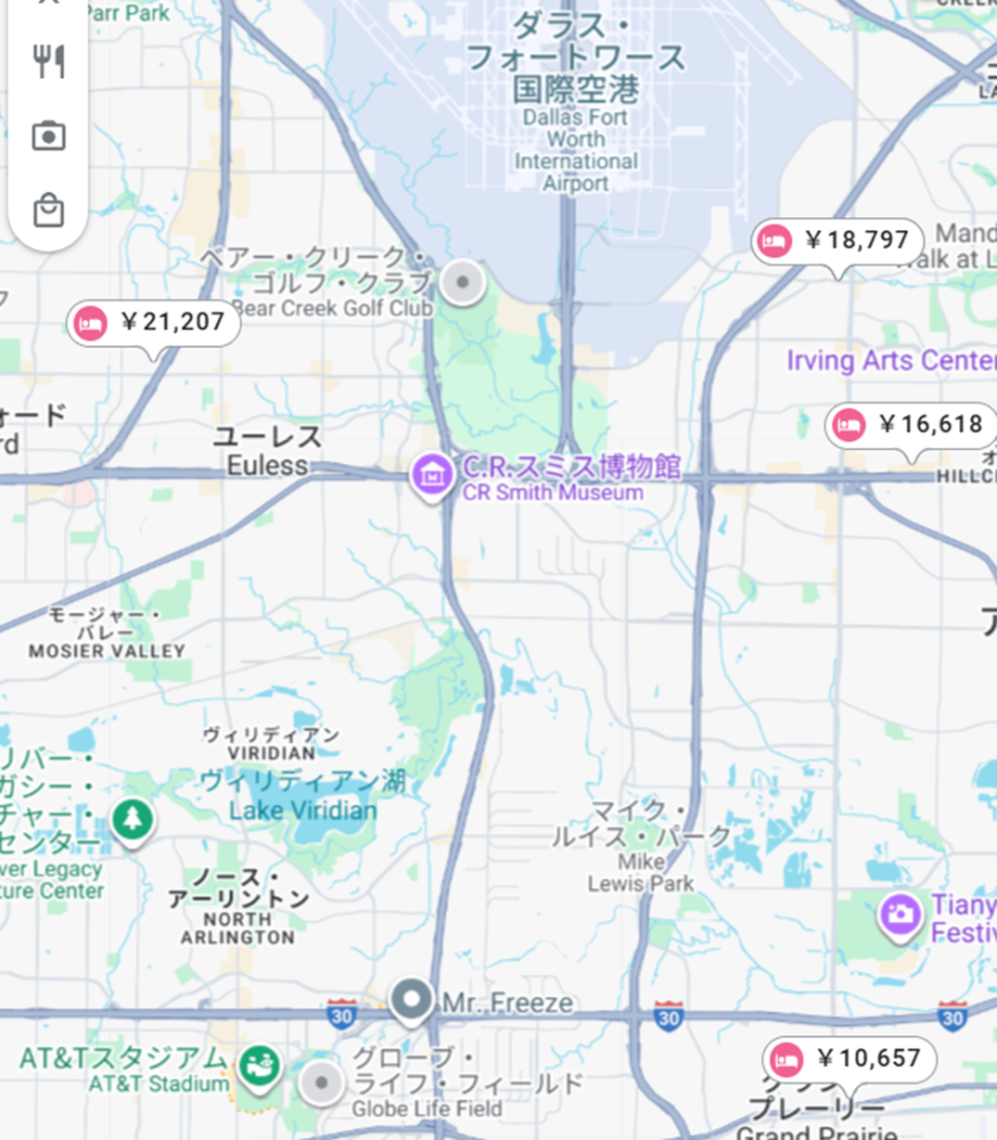 AT&Tスタジアムへのシャトルバスルートマップ