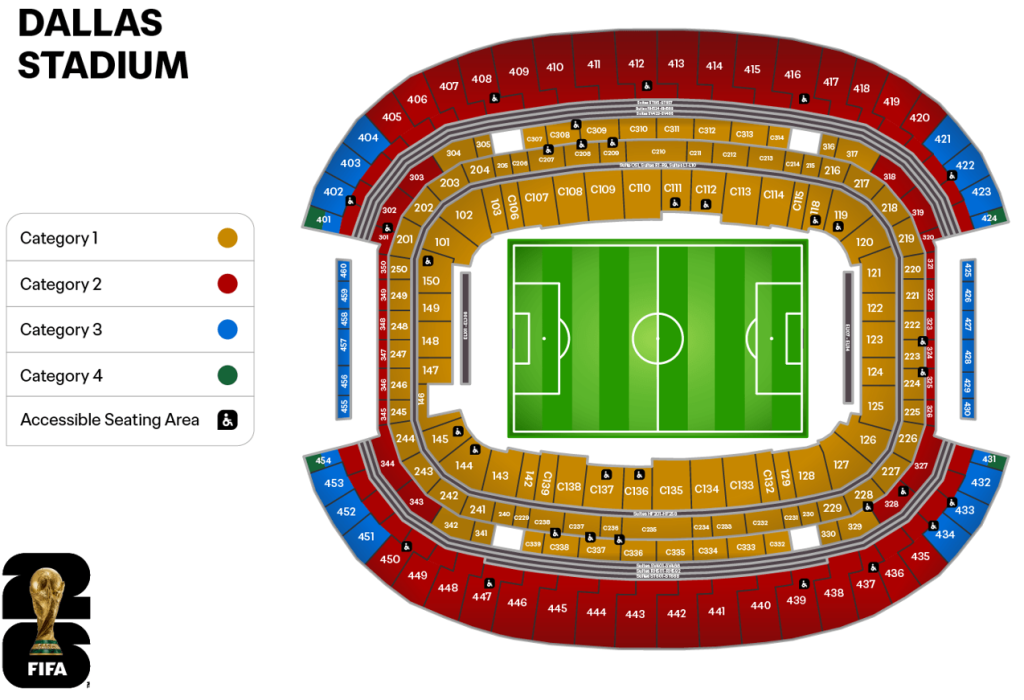AT&Tスタジアムの座席マップとセクション配置図
