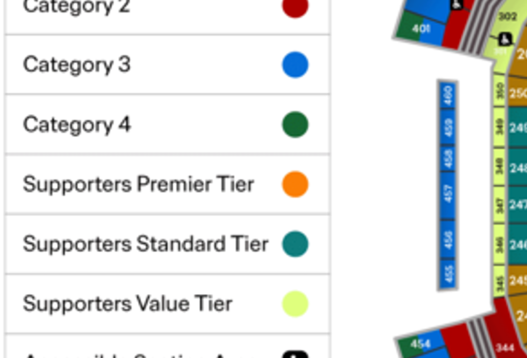 サポーター席エリアのスタジアム座席拡大図