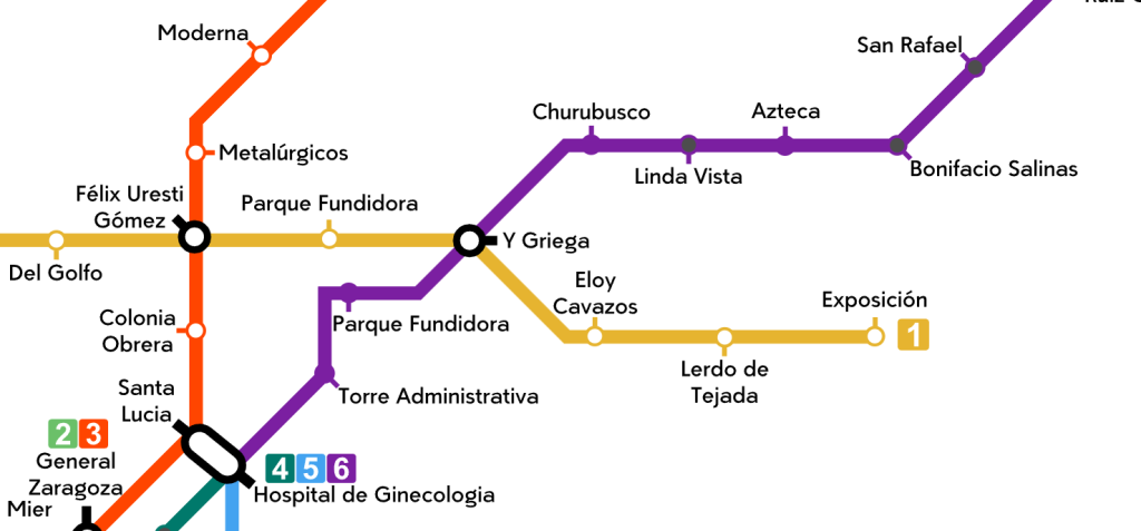 モンテレイ地下鉄Line 1路線図・スタジアムへのアクセス