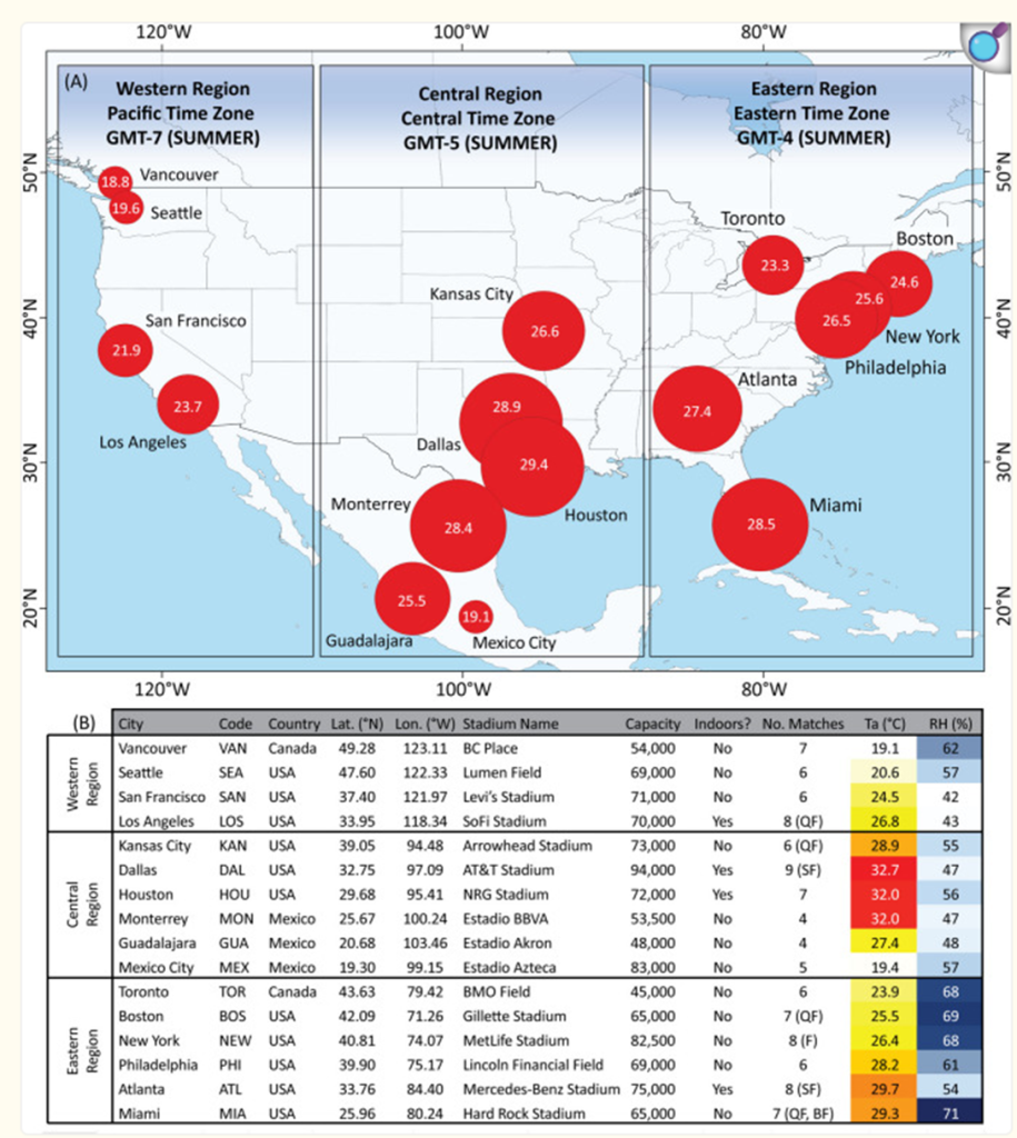 ダラス・モンテレイ間の移動距離マップ（東京〜福岡感覚）