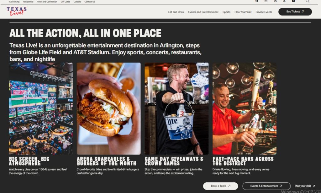 Texas Live! エンターテインメント複合施設の全体マップ