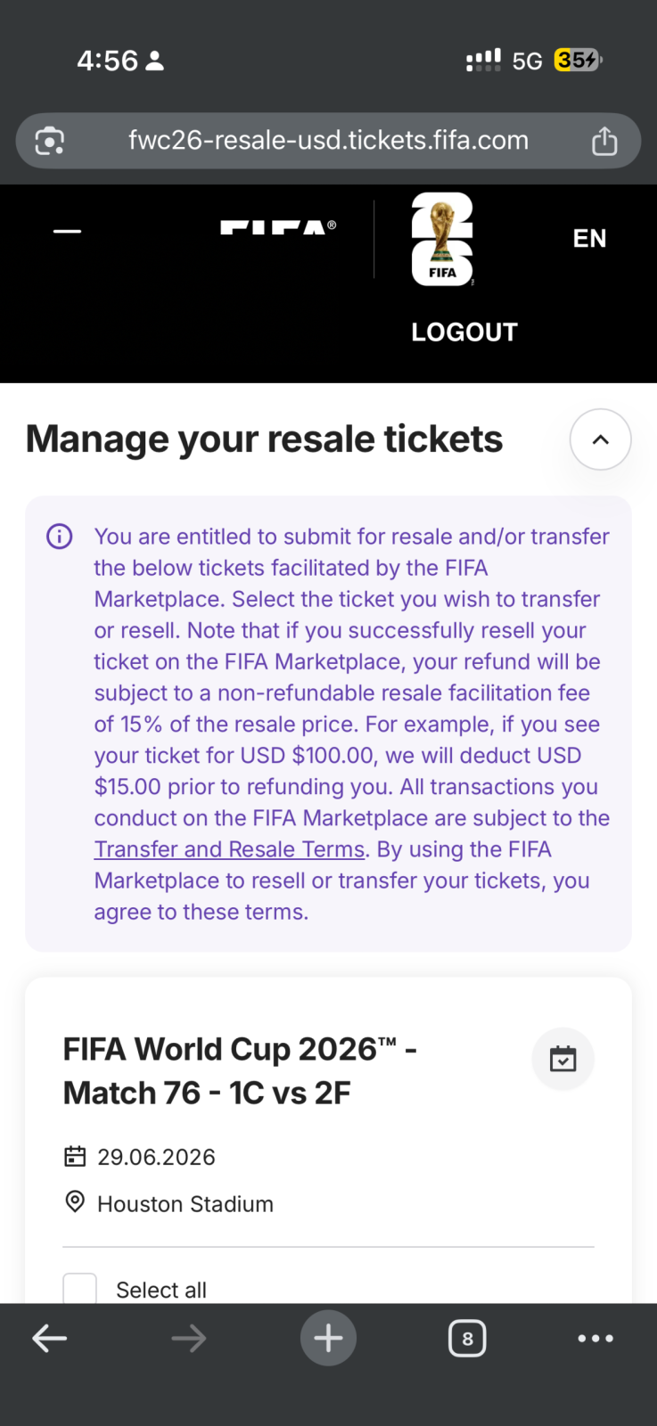 チケット選択画面